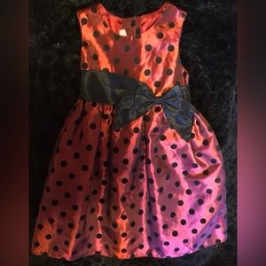 La Princess Christmas dress size 4T; magenta/red with black polkadots in Bow